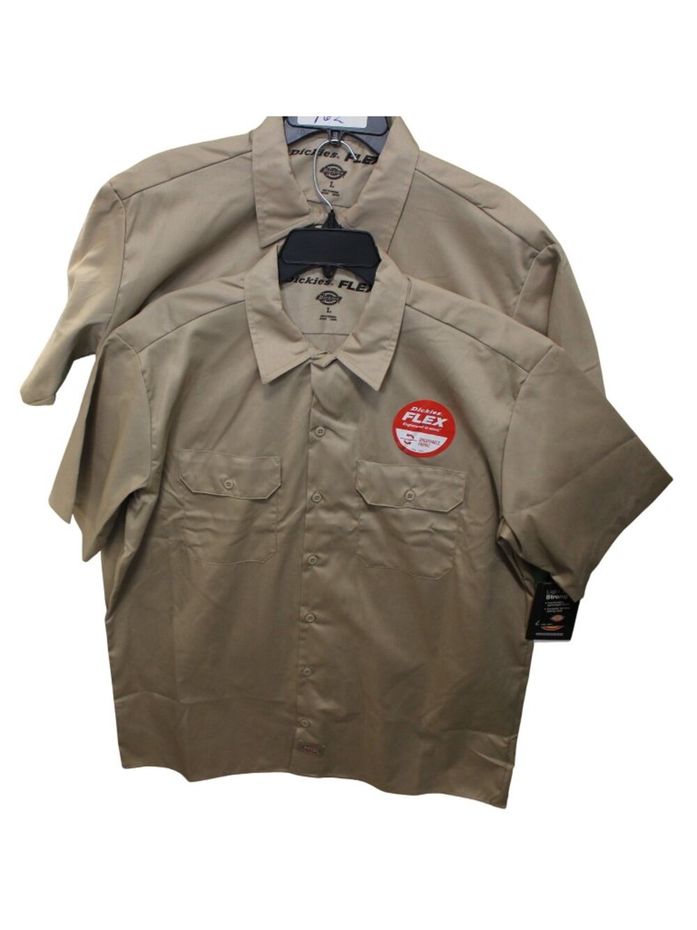 Lot of 2 Dickies Flex Men's Short Sleeve Work Shirts Large Desert Sand NWT Bundl